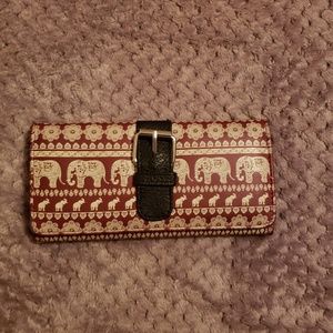 Maroon & Creme Elephant Wallet